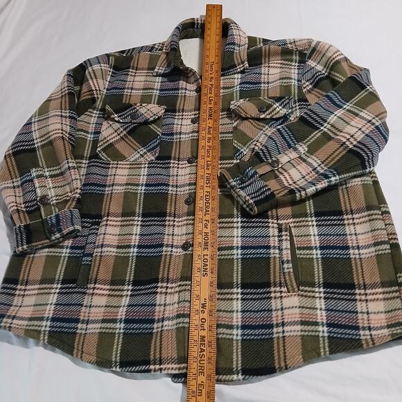 Natural Reflection Women's XXL blue/green/pink plaid button-up fleece Shacket - Picture 8 of 12